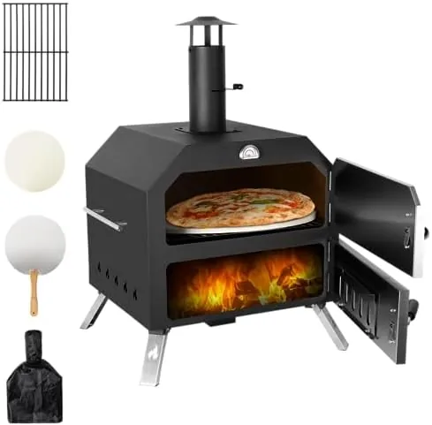 15 outdoor pizza oven wood fired pizza oven portable patio ovens included pizza stone pizza peel fold up legs cover cooking rack for camping backyard bbq