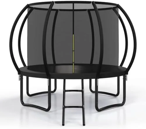 polar aurora 10 ft outdoor trampoline with safety enclosure net thickened spring padastm approved recreational trampoline for kids and adults with anti rust coated frame and ladder 330lb capacity