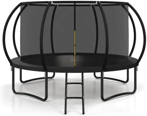 polar aurora 12 ft outdoor trampoline with safety enclosure net thickened spring padastm approved recreational trampoline for kids and adults with anti rust coated frame and ladder 400lb capacity